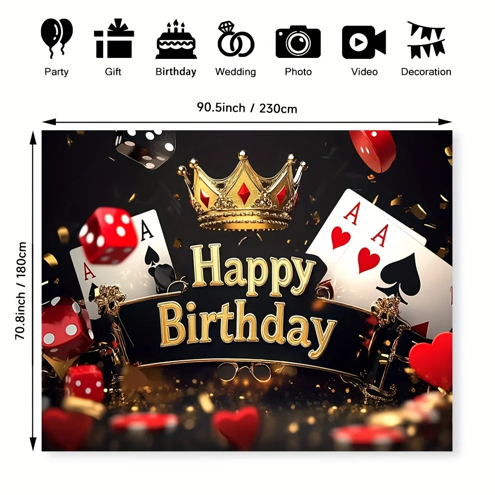 Eleganter Partyhintergrund mit Poker-Nacht-Motiv – geeignet für Hochzeiten, Geburtstage, Jubiläen – Detail 10