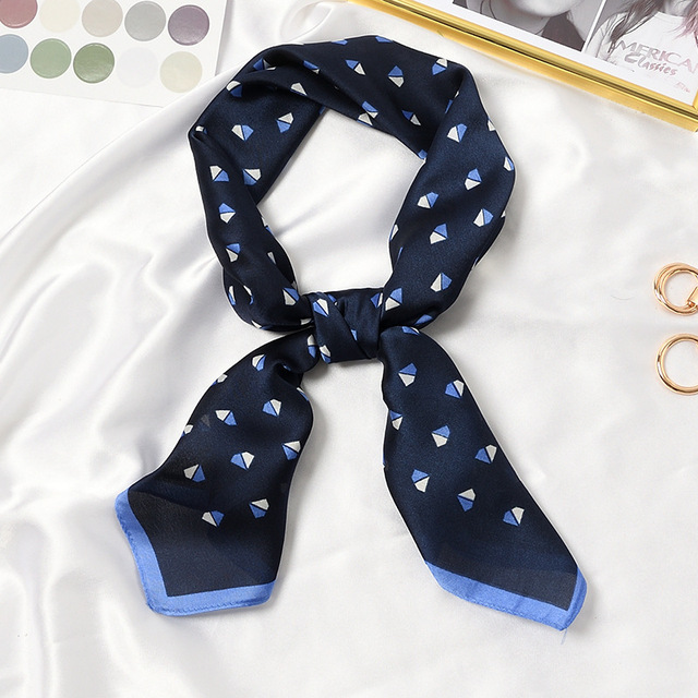 70x70cm Women Multifunction Polyester Silk Scarf Elegant Stripes Printed Casual Satin Small Square Wraps Scarves Shawl Girls