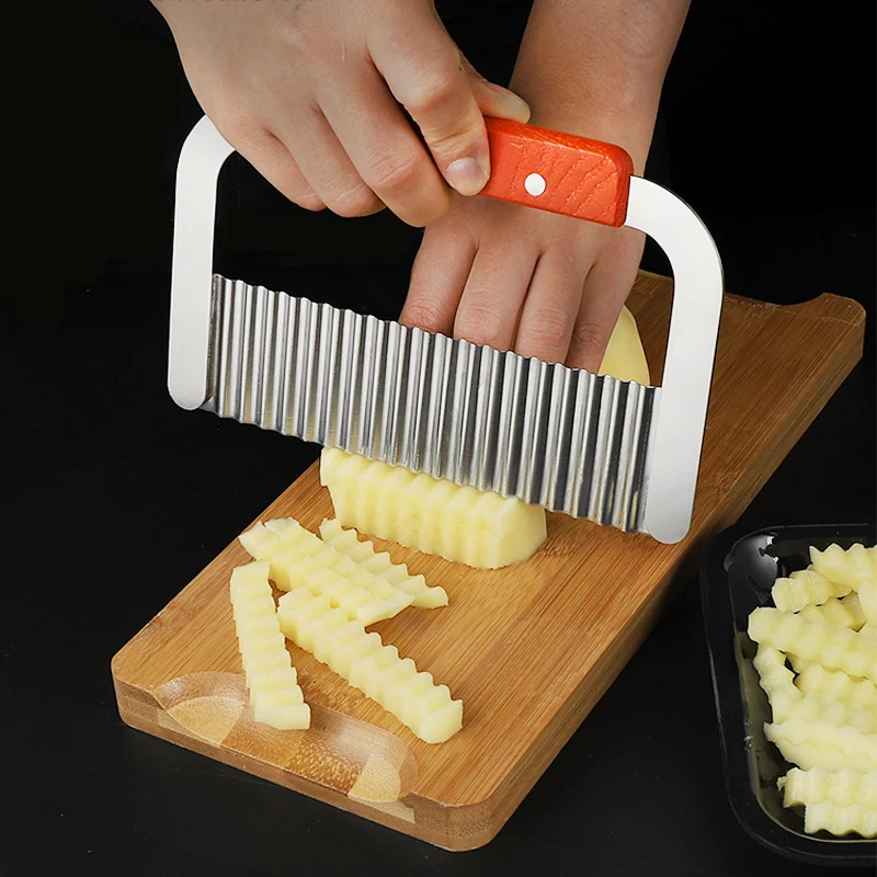 New Kitchen Wavy Potato Cutter Stainless Steel Slicer Onion Chips French Fry Maker Chopper Vegetable Knife Food Crinkle Tools