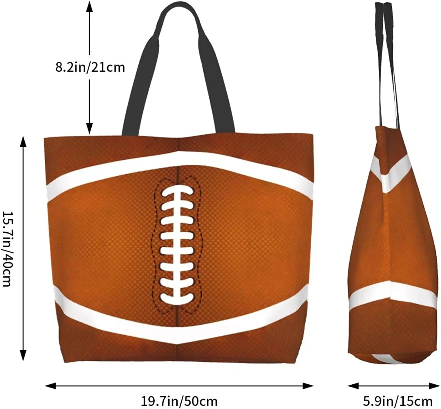 American Football  Tote Handbag Large Oversize Casual Canvas Sports Mom Beach Travel Bag 5