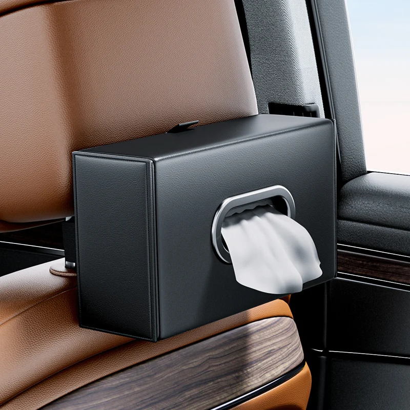 Car Armrest Tissue Box Leather Auto Seat Back Hanging Tissue Box Holder Paper Drawer Storage Case Car Sunroof Napkin Organizer