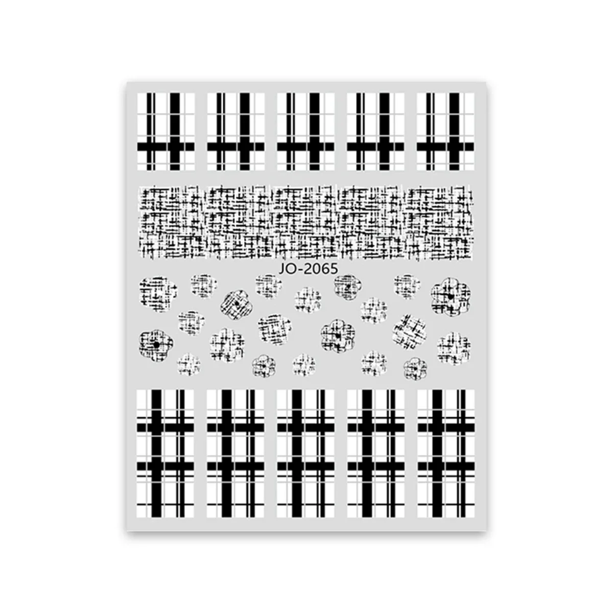 Little Fresh Theme Nail Stickers High-end Plaid Pattern Bow Black Rose INS Love Text Design Nail Art Decoration Decals 6