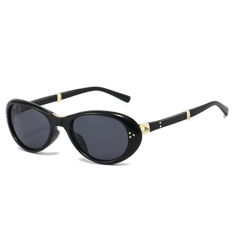 2025 Nieten ovale Sonnenbrille für Damen, Markendesigner, faltbar, einfach zu transportieren, weibliche Farbtöne, UV400