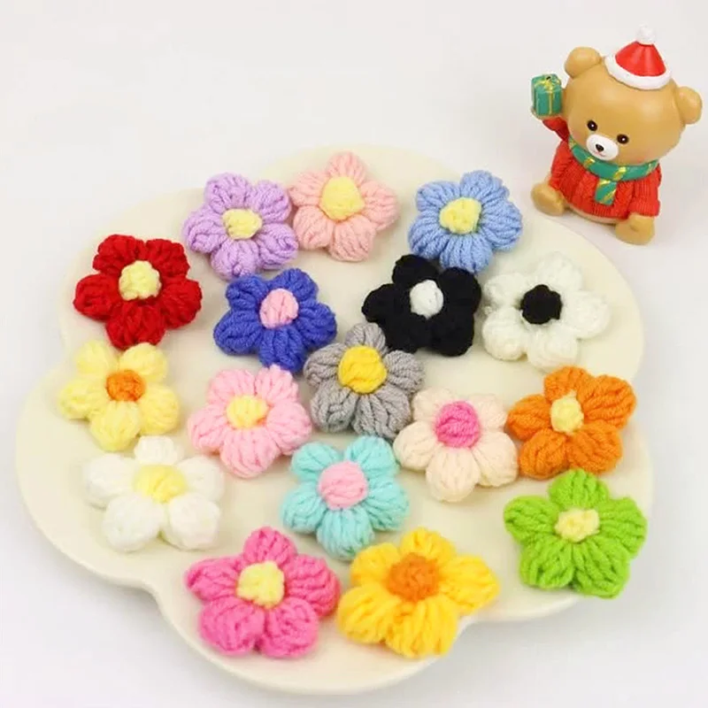 Craft Supplies Embroidery Flower Applique 10pcs Hand-knitted Flower Applique Sew On Patches Floral Decor Clothes Shoes Hats Craft Diy Hair Clip Wedding Decor