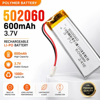 502060 Batteria ricaricabile ai polimeri di litio Lipo 3.7V 600mAh per MP3 GPS DVD Registratore Bluetooth Auricolare Batterie per fotocamera E-book