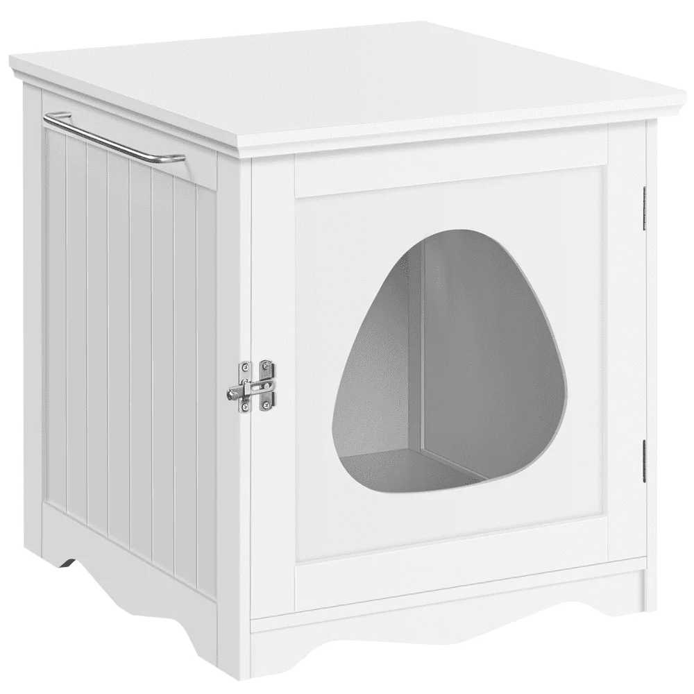 

Easyfashion Enclosed Cat Litter Box Furniture, White
