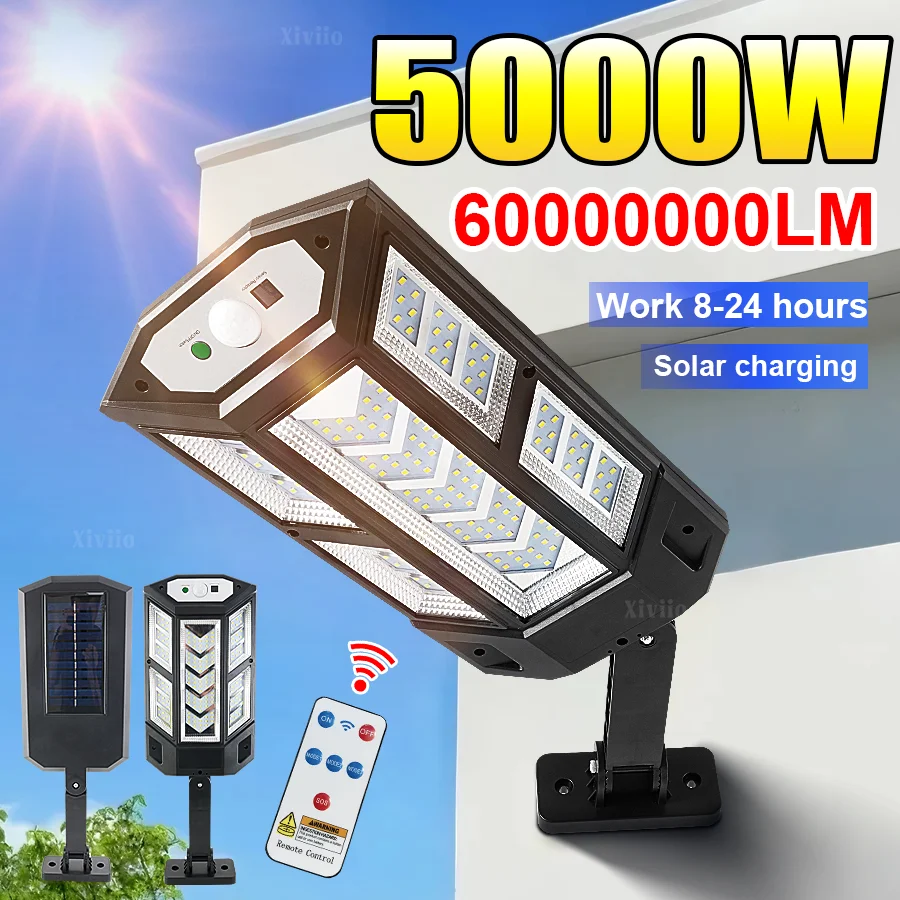 5000W/4000W/500W 6000000LM Solar Light for Outdoor Solar Lamp Remote ...