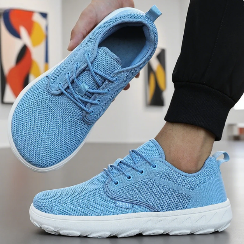 Men's Big Foot Walking Shoe Wide Toe Minimalit Mesh Breathable Shoe Fashion Comfortable Flat Bottom Outdoor Running Sneakers Men