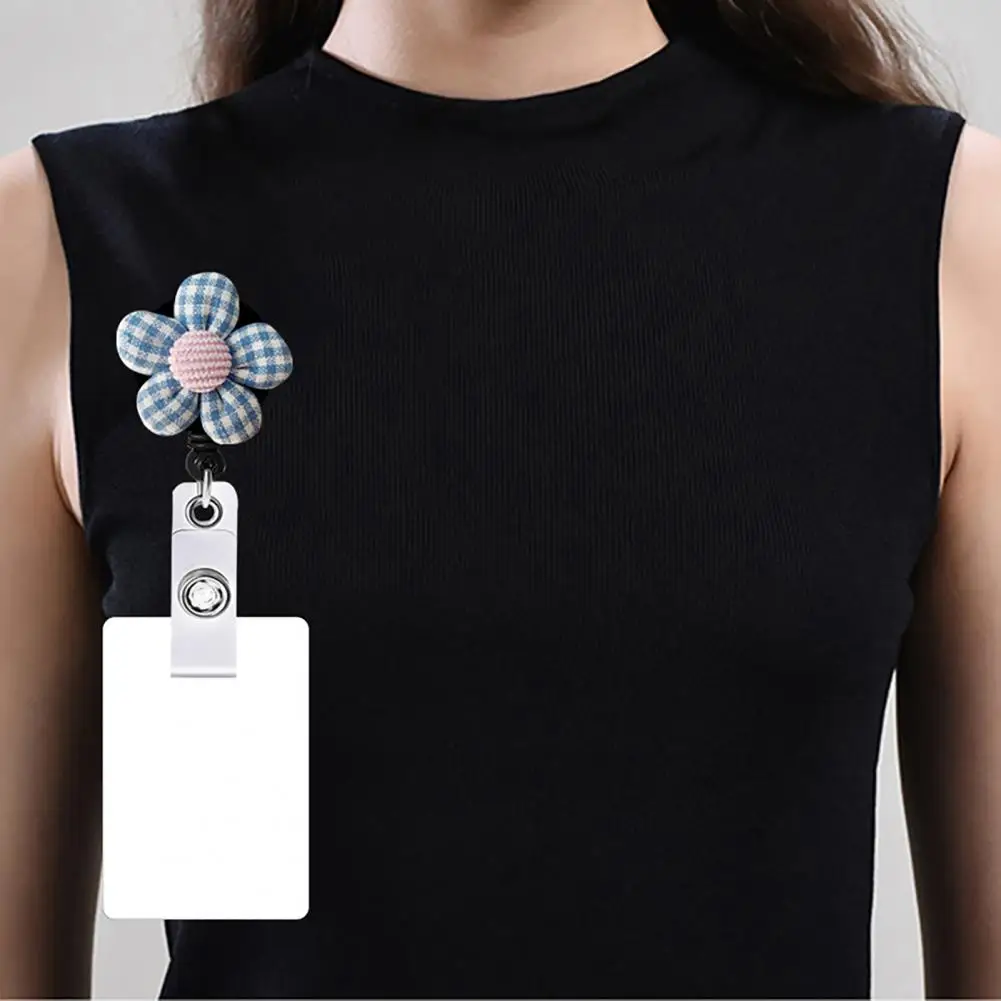 Badge Holder Rotating Pull Clasp Design Sackcloth Retractable Flower Decorative Badge Reel School Supplies 