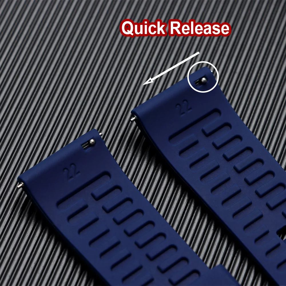 Quick Release Waterproof Silicone Sports Watchband - Soft Rubber Strap