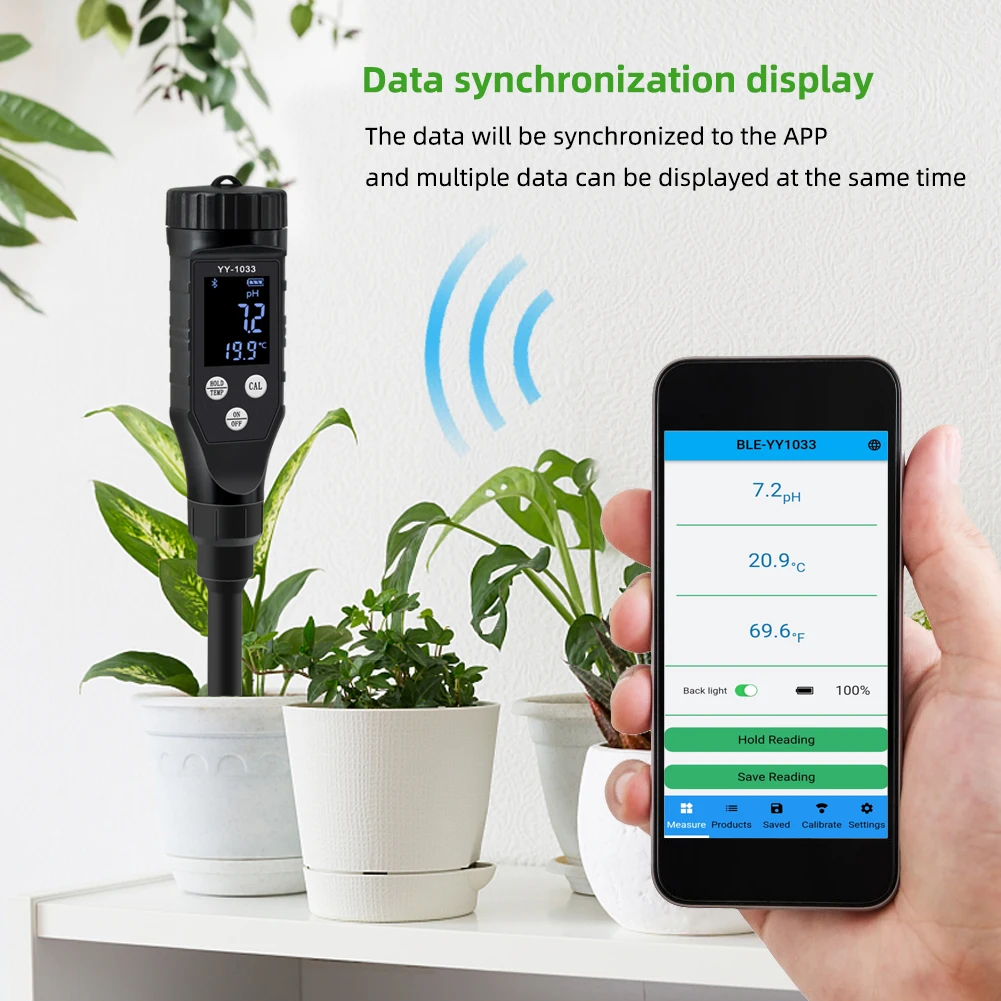 Yieryi Smart Bluetooth Soil PH TEMP Meter YY-1033 Garden Potted Plants Acidity Data Logger Monitor for Orchard Greening Farms 2