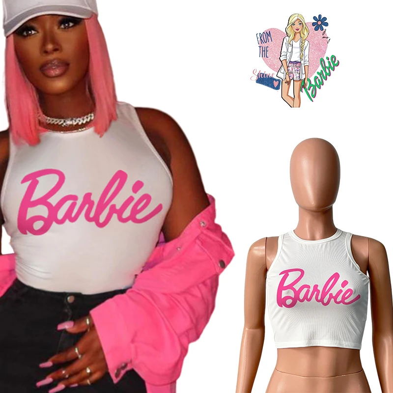 2023 Barbie Ladies Top Senza Maniche Soft Slim Fit Y2K Girls Summer Undershirt Fashion Women Sexy Vest Girocollo Vestiti Regali