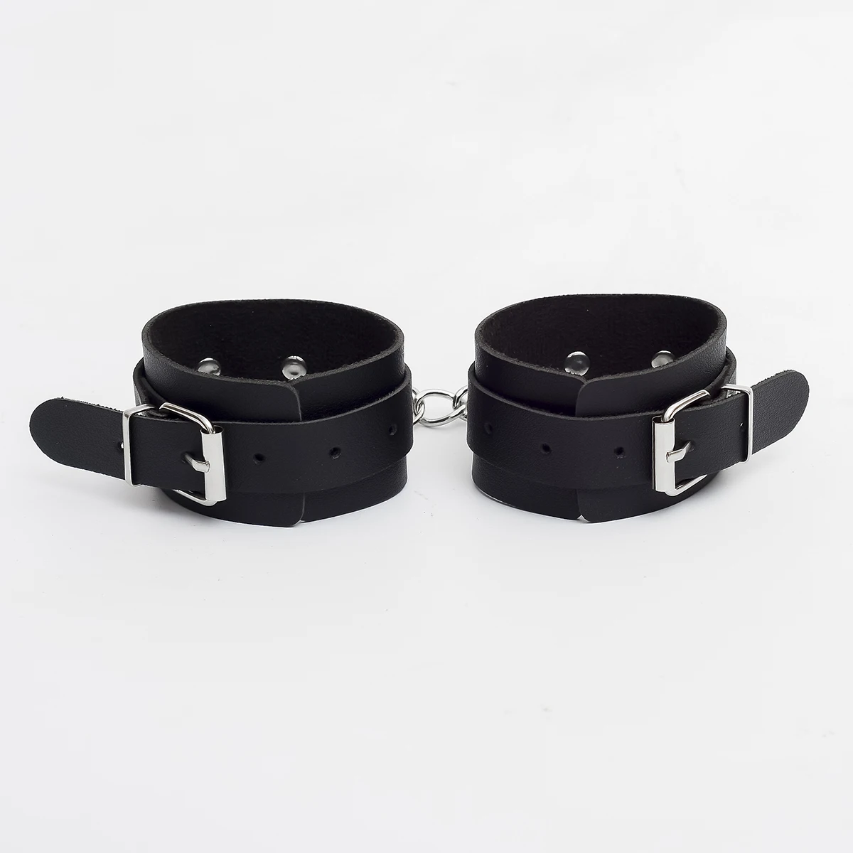 1 set of black PU leather bound couple handcuffs mask set, adult restraint, fun handcuff toys, soft and comfortable couple toys