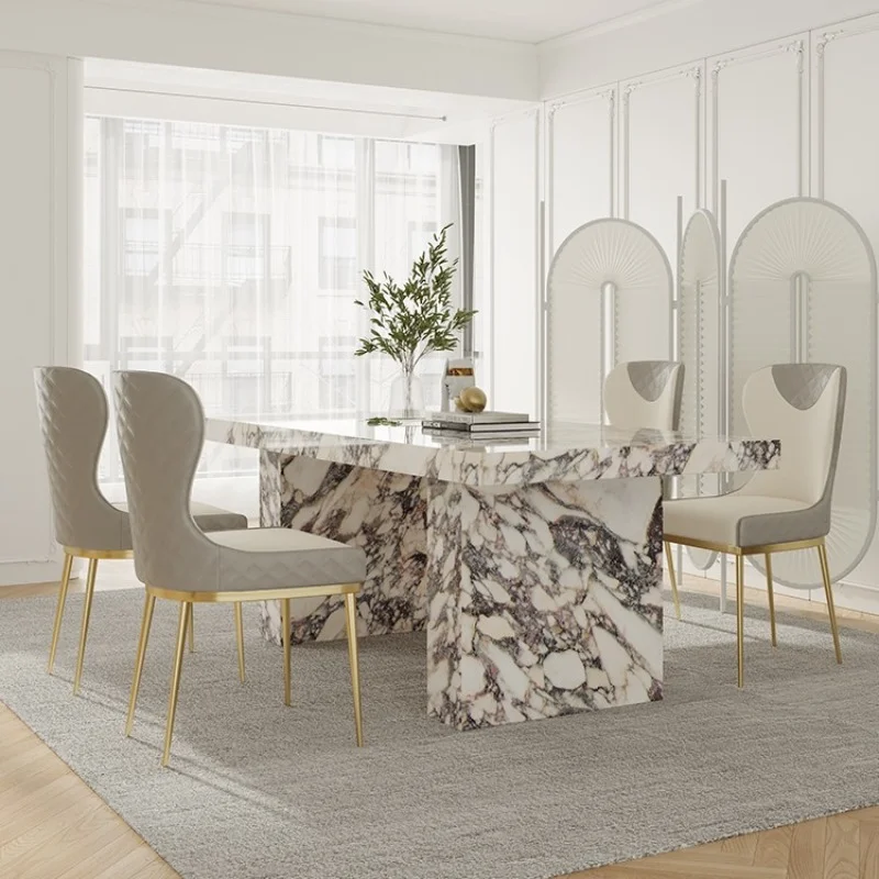 Tavolo Da Pranzo E Sedia Rock Combinazione Tavolo Da Pranzo Rettangolare In Marmo Di Dimensioni Moderne Per Uso Domestico.