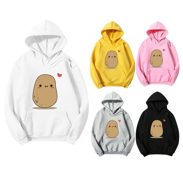 Couple Hoodie For Teen Girls Cartoon Potato Print Long Sleeves Sweater With  Pocket Loose Cute Hooded Sudaderas De Mujeres - AliExpress