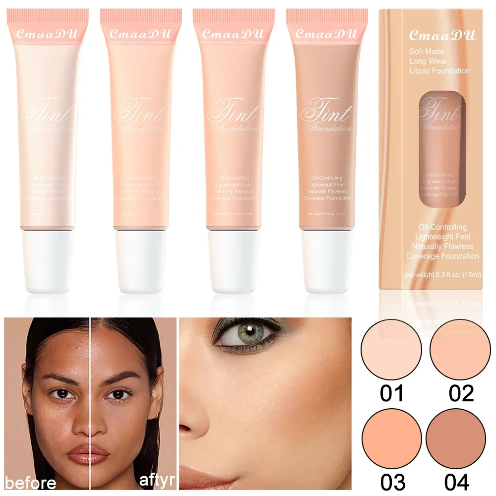4 Colors Liquid Foundation High Coverage Makeup Base Cream Lasting Concealer BB Cream Matte Finish Waterproof Face Corrector 2