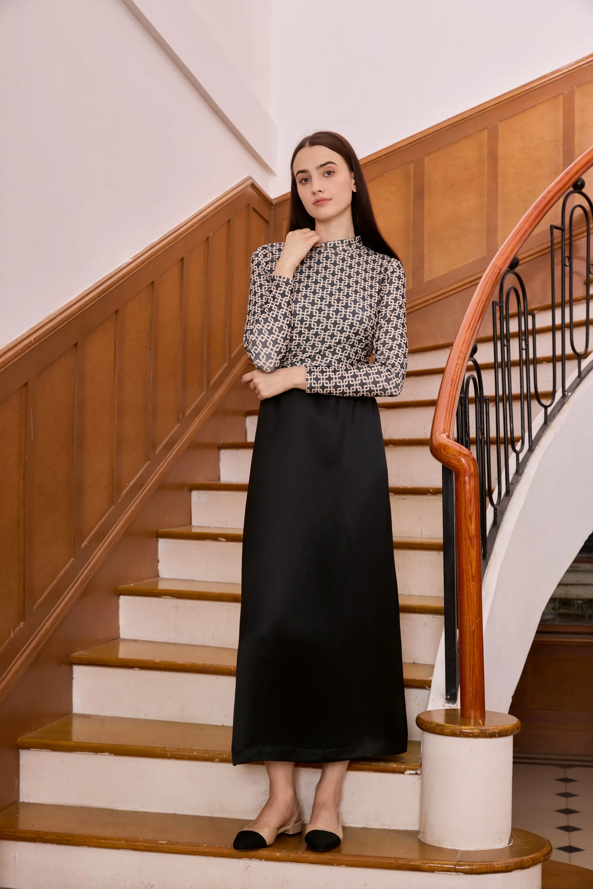 Womens Autumn Winter Maxi Dress  Mesh Modal Shirt Set - High Quality Acetate Fabric