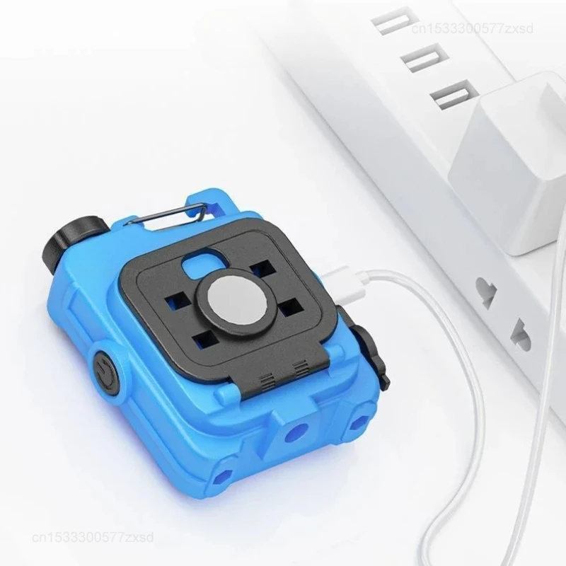 Bright LED Flashlight Keychain with USB Rechargeable COB Lights and Magnetic Base