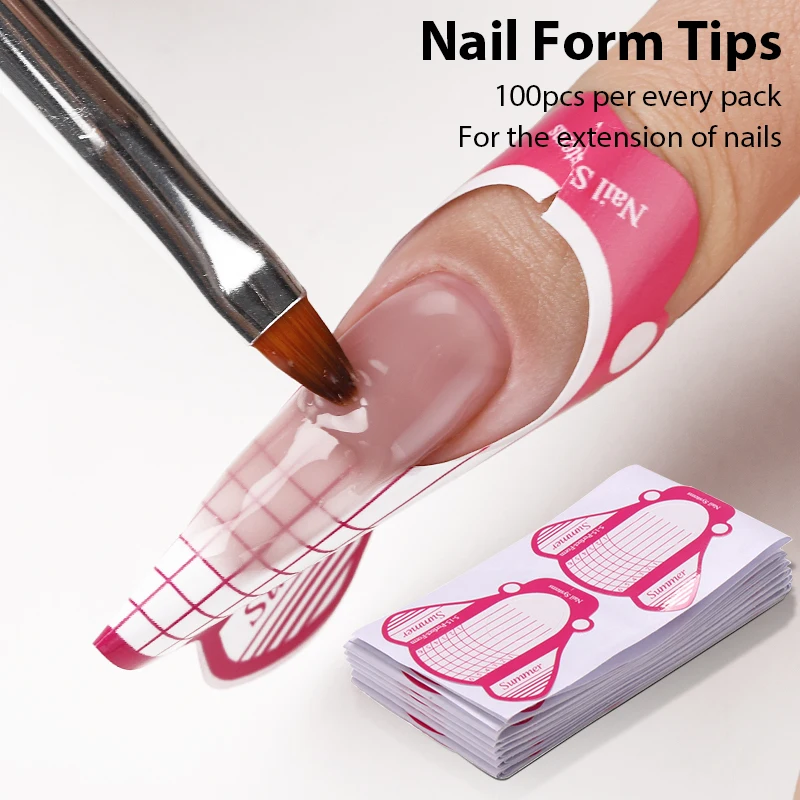 Nail Stickers 100pcs Nail Form Tips Extension Sticker Manicure Paper Lengthened Fingernail Special Tool