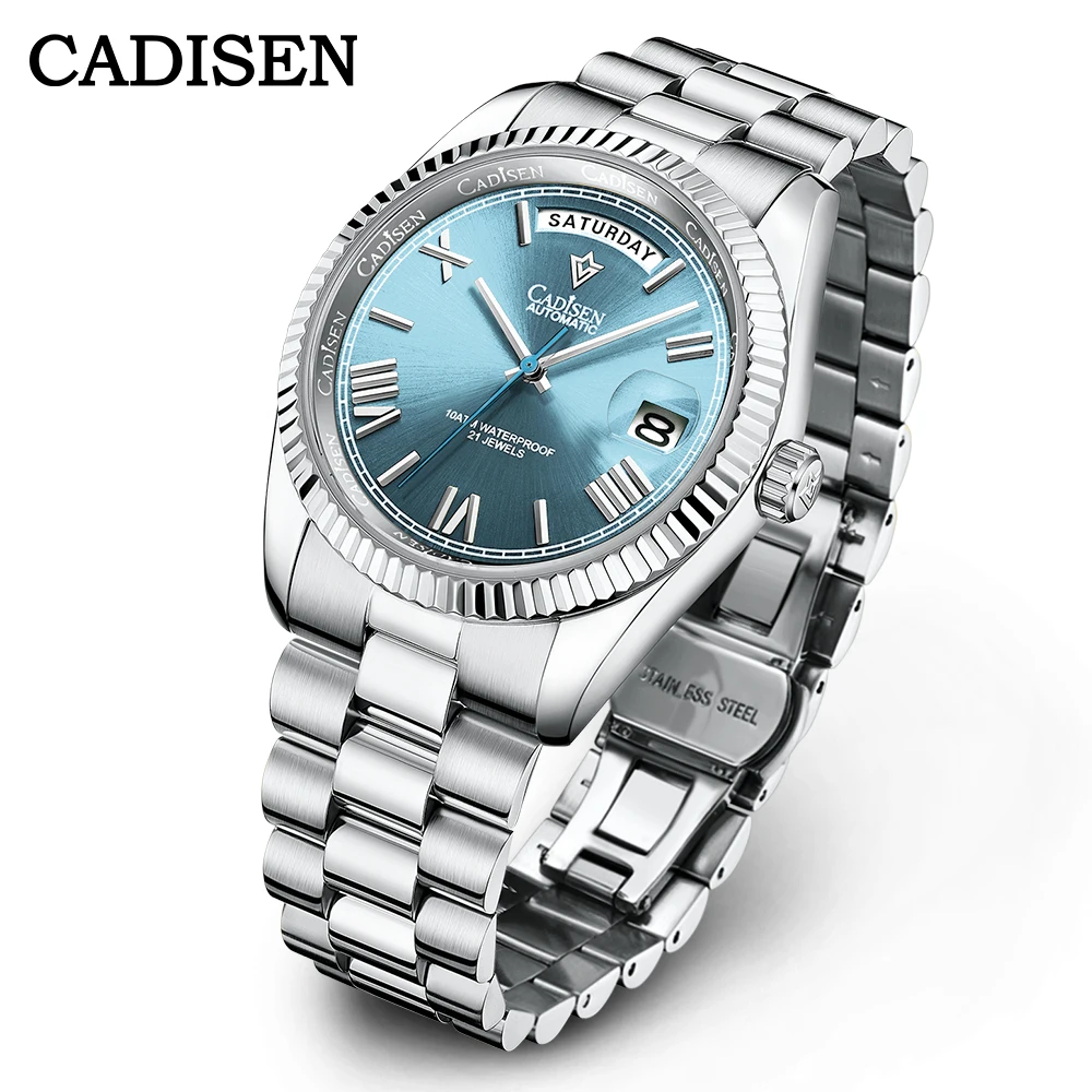 CADISEN C8185 ICE-BLUE Dial Sapphire Glass Watches Men Japan MIYOTA-8285 Movt Men`s Watch Mechanical Automatic Diver Watch Clock images - 6