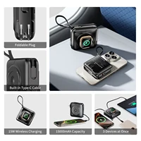 15000mAh Magnetic Wireless PowerBank Type-C 45W Fast Charging with Dual Cables AC Plug for iPhone 17 16 15 Airpods watch - Image 6