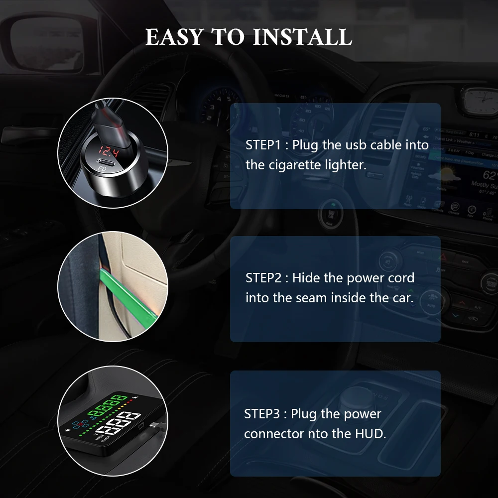 ZQKJ-A3 HUD GPS  ڵ    ÷, ڵ ˶ ӵ  ׼    LED RPM