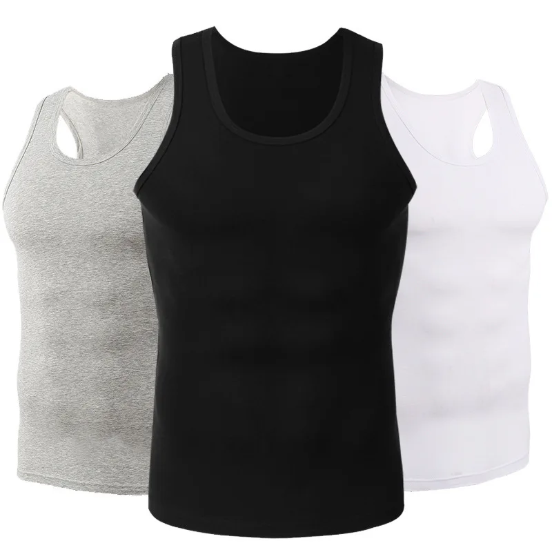 

3pcs/lot 4XL Cotton Mens Sport Sleeveless Tshirt Tops Tank Top Solid Muscle Vest Undershirts O-neck Gymclothing Men Tanks Male