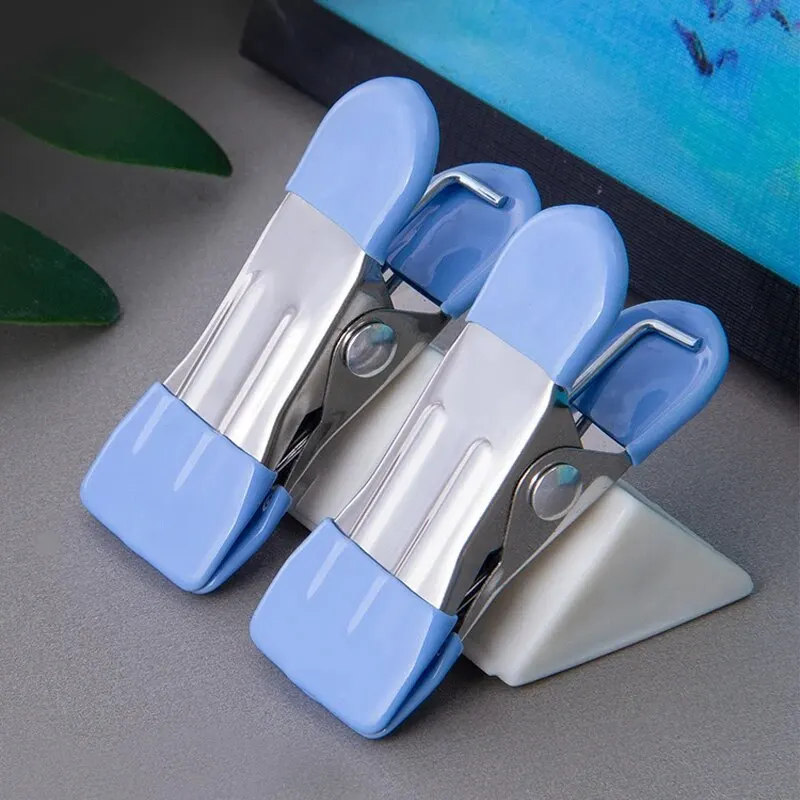Clothespins with Hooks 10pcs Stainless Steel No Trace Hook Hangers Clothes Pegs Socks Hanging Clip Home Closet Bed Sheet Holder