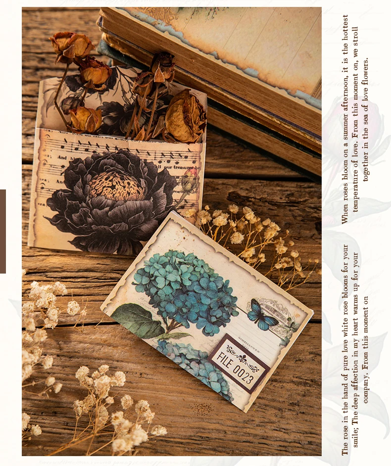 Yoofun 30 Blatt Collage Dekor Material Papier Blume gemalt Buchseiten Vintage Pflanze kreative DIY Junk Journal Scrap booking DIY – Detail 10