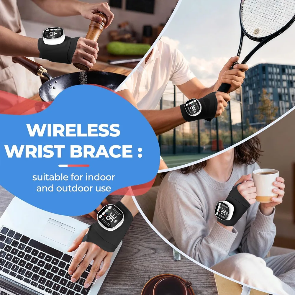 Electric Heating Hand EMS Microcurrent Wristband 12 Mode Vibration Massage 36 Level Massager Wrist Support Brace_voghion.com