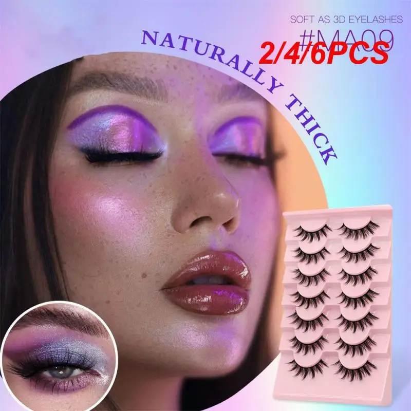 2/4/6Pcs Groinneyeyelashes 3D Natural False Lashes Fluffy Soft Cross Manga Lashes Wispy Natural Eyelash Extension Makeup