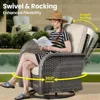 7 Pieces Patio Furniture Set, Outdoor Wicker Sofa with Swivel Chairs, Coffee Table, All Weather High Back Rattan Loveseat Couch 3