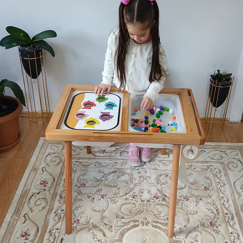 Baby Puzzle Montessori Educational Toy Sensory Tray Board Game Wooden Color Sorter Parish Fine Motor Training Toys For Children