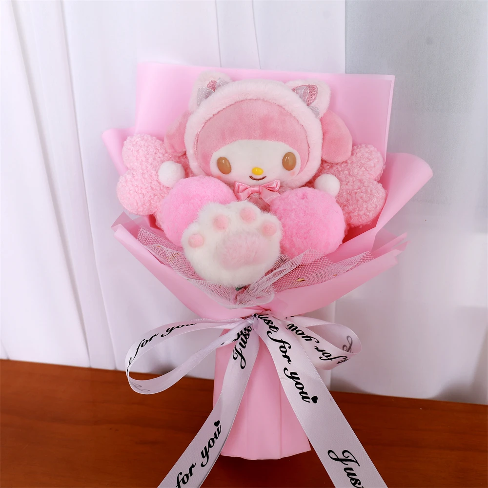 Kuromi My Melody Cinnamoroll Hello Kitty Sanrio Anime Doll Toy Cartoon Plush Bouquet Woman Valentine\'s Day Girls Christmas Gifts