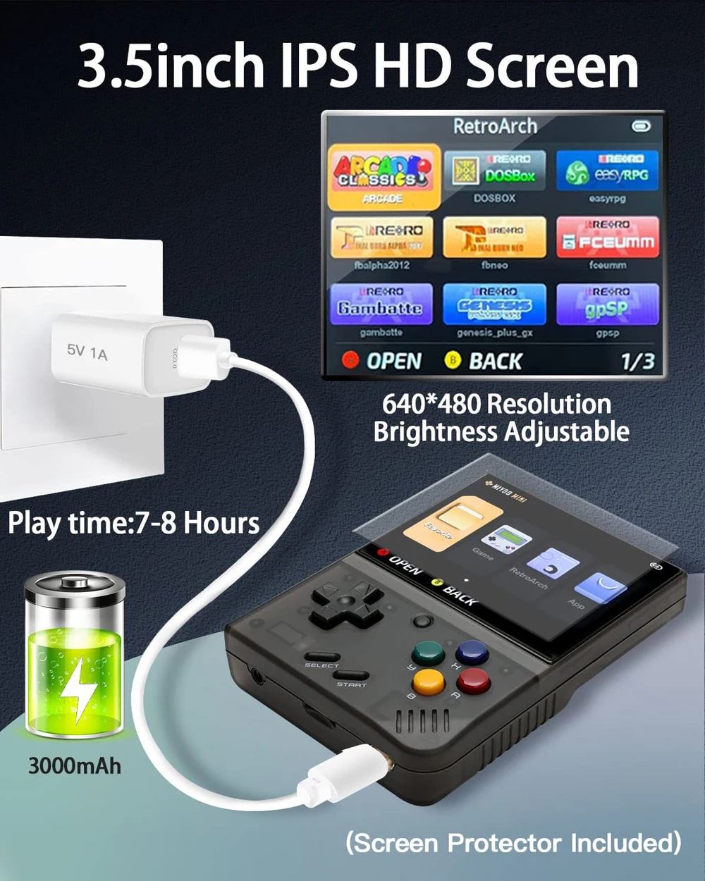 Miyoo Mini Plus ޴  ܼ, 3.5 ġ Ŭ ý, Ʈ   ܼ,  ޴ ÷̾