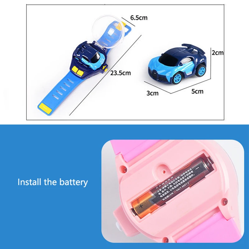 Mini Watch Remote Control 10 M  Car Toy Kid 2.4G Alloy RC Car With light Cartoon Portable USB Charging Children's Birthday Gift 5