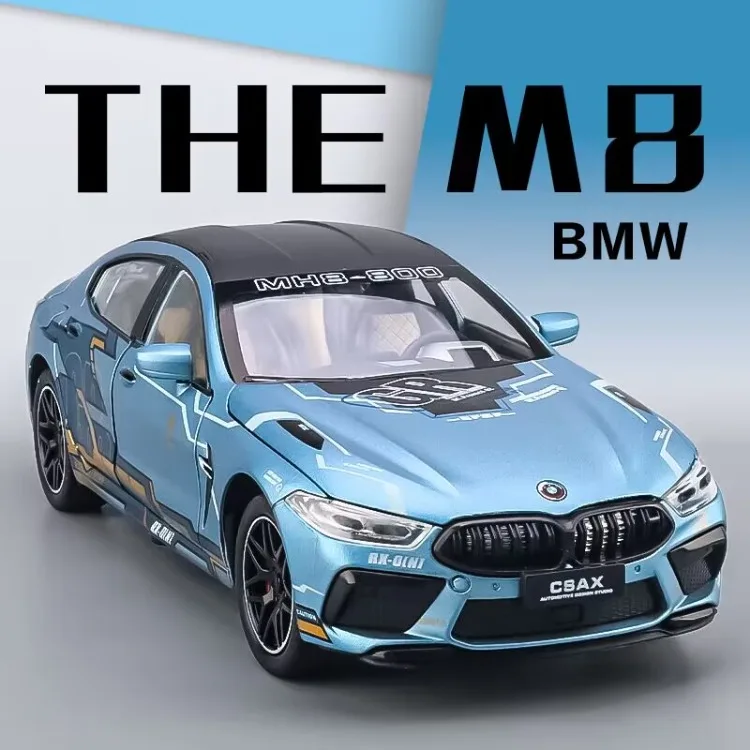 1:24 BMW M8 Supercar Alloy Car Model Sound and Light Pull