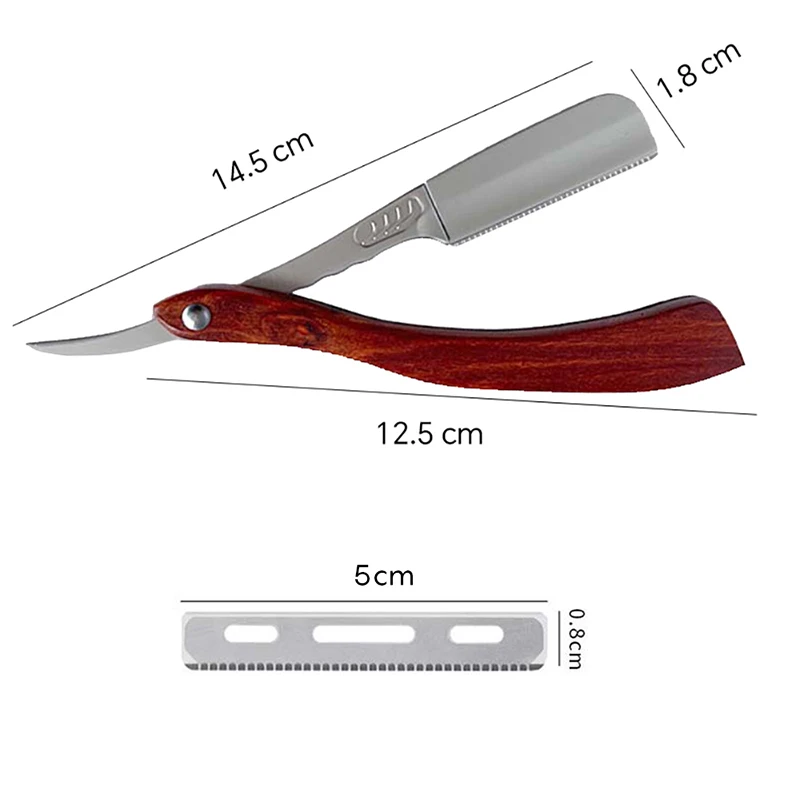 Whityle 02G Bartschneider, zusammenklappbarer Rasierer aus Holz mit 10 austauschbaren AC-Klingen, Metallrasiermesser für Anfänger und Friseure – Detail 2