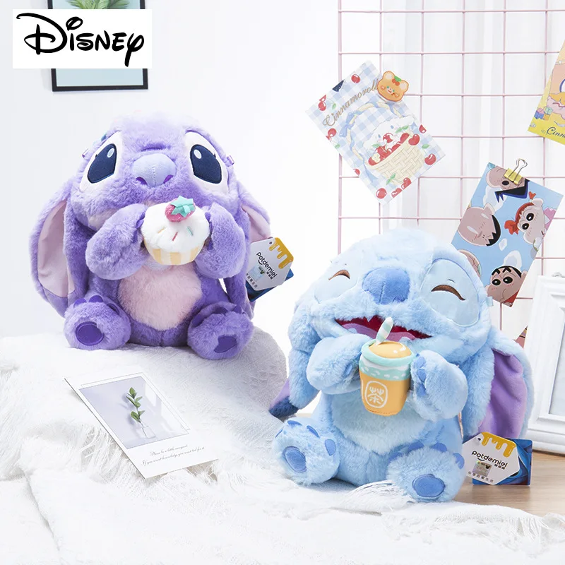 

25CM Genuine Stitch Plush Toys Lavender Taro Angel Doll Bag Doll Stitch Bag Plush Doll Children's Gift Toy Collection