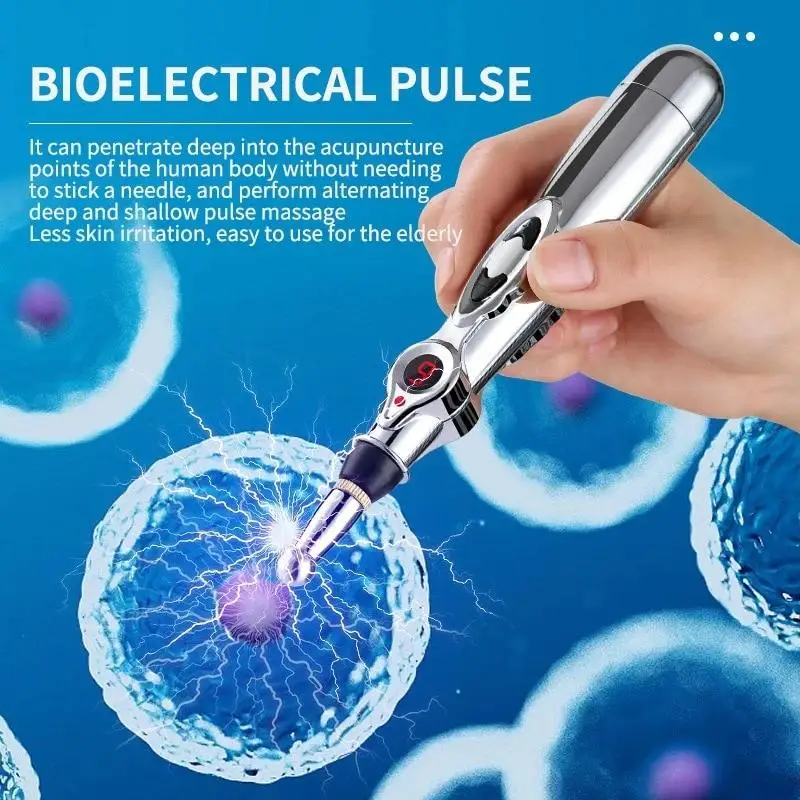 2/5 Heads Electric Acupuncture Point Massage Pen Meridian Energy Massage Pen Pain Relief Therapy Back Neck Face Beauty Roller