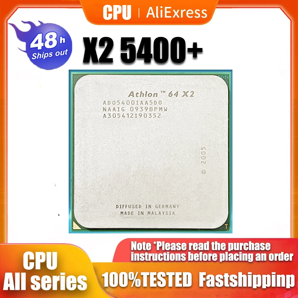 Amd Athlon 64 X2 5400 + 2.8 Ghz Processore Cpu Dual-Core Presa Muslimex Am2
