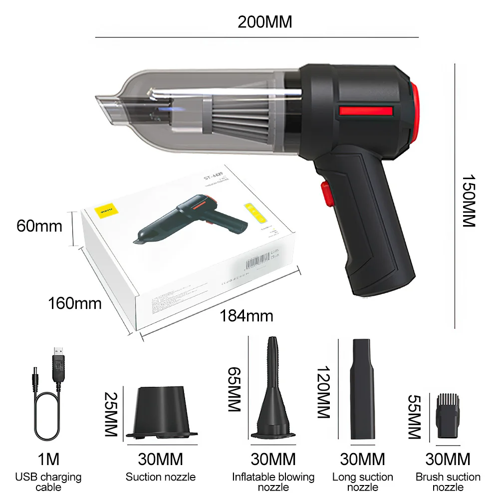 Handheld Wireless Vacuum Cleaner 9000pa Electric Air Blower Compressed Air Duster Wet/Dry Cordless Mini Cleaner for Car Keyboard 6