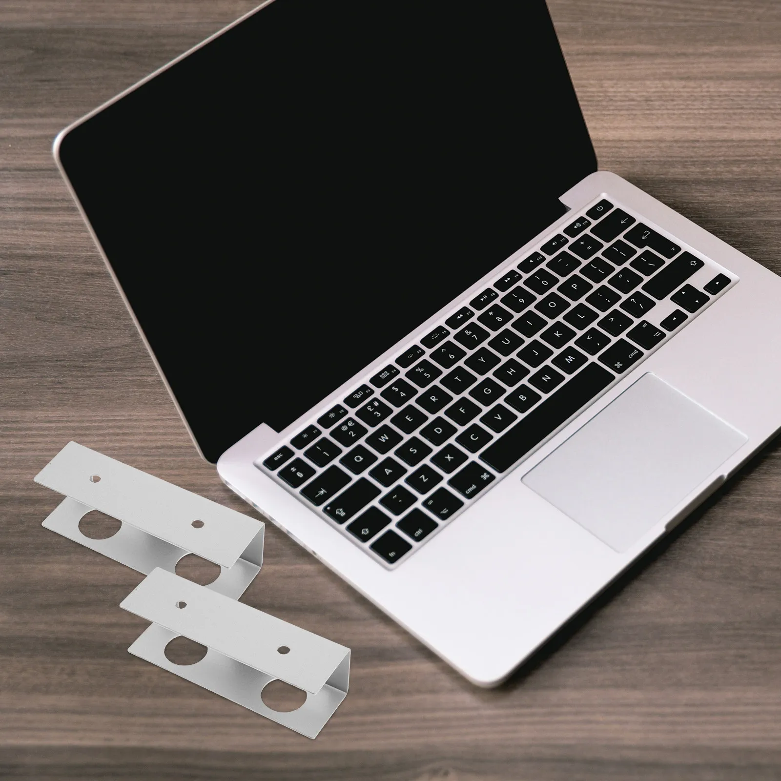 1 세트 알루미늄 언더 데스크 노트북 마운트 브래킷 노트북 태블릿 보관 공간 절약 견고한 금속 키보드 홀더 컴퓨터