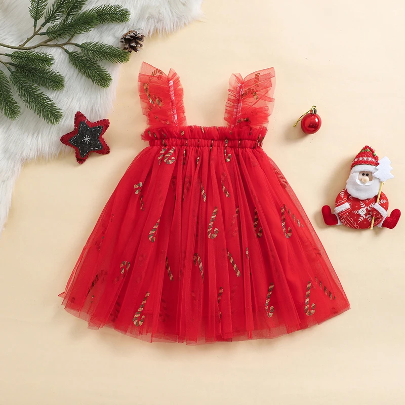 white christmas dresses Baby Girl's Christmas Trees Cotton Dress main image 1
