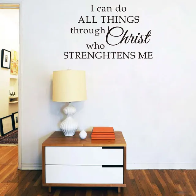 Mindent Megtehetek A Krisztus Biblia Idézet Fali Matricák Diy Család Inspiráló Művészeti Matricáin Keresztül - Image 2