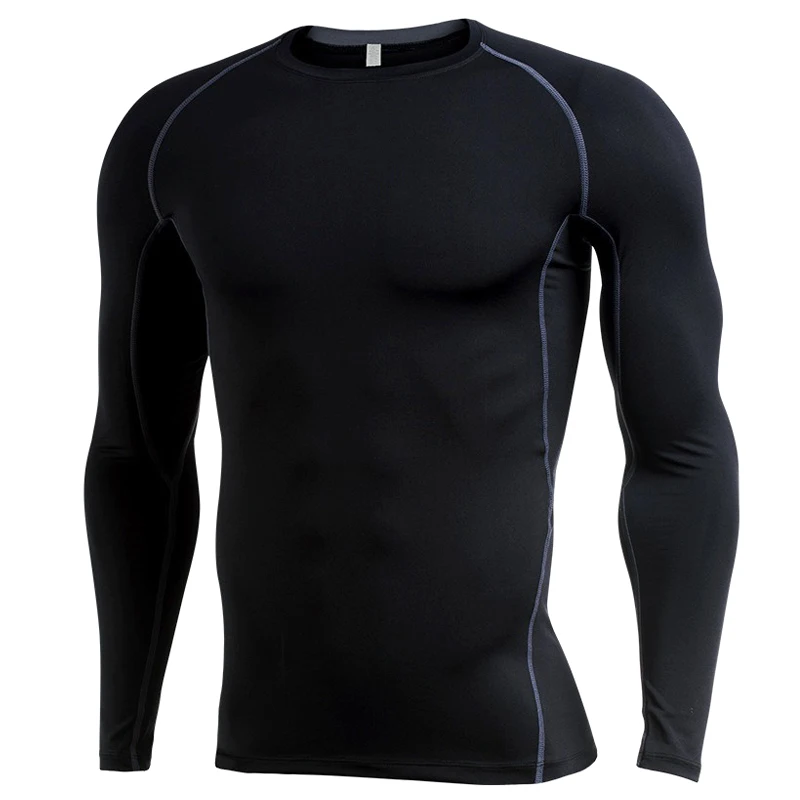 Plus 7XL 6XL Long Sleeve T Shirt Men Elastic Training T-shirt Gym Fitness Workout Tights Sport Jersey Athletic Running Shirt Men 4