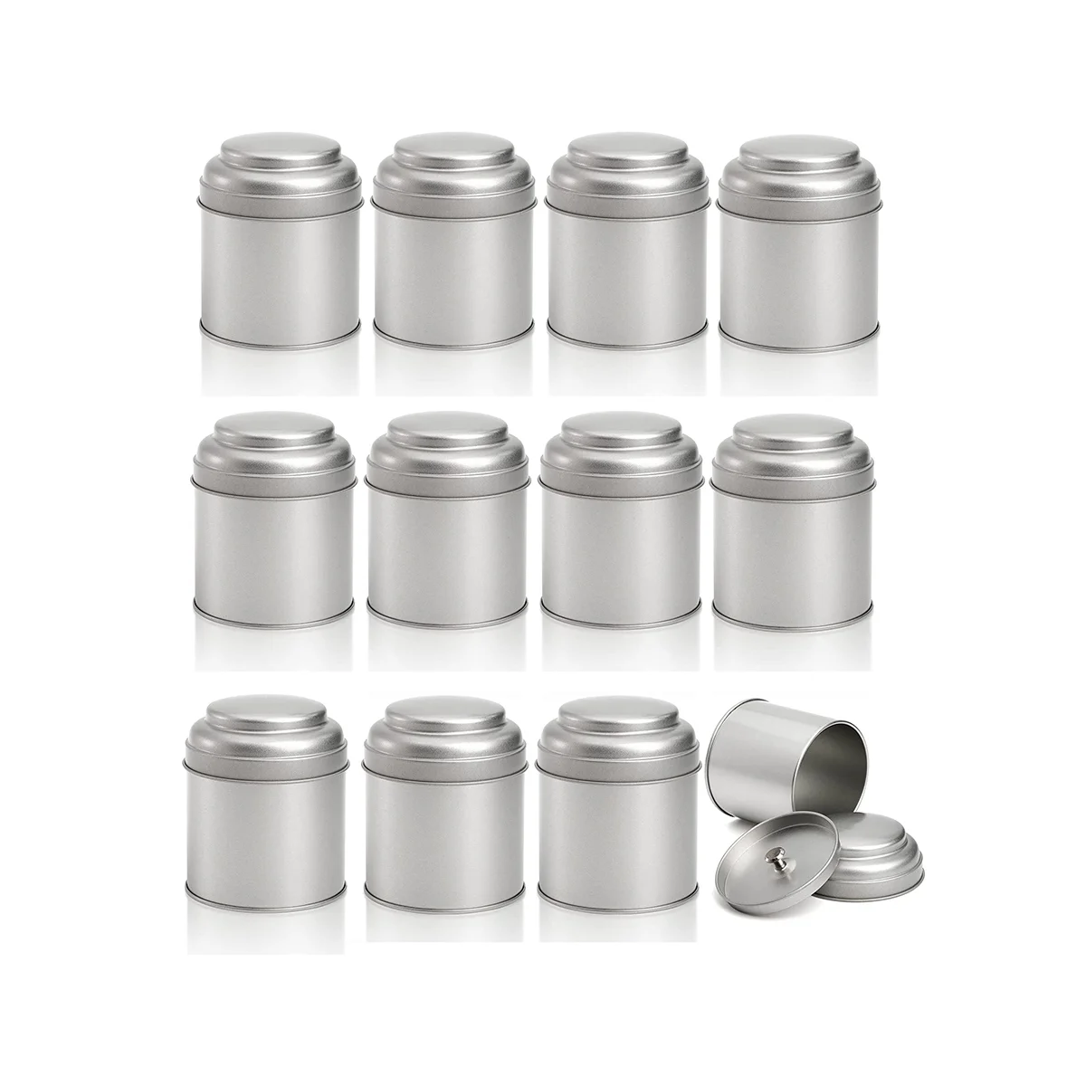 

12 Pcs Tea Tin Canister with Airtight Double Lid 8Oz Round Tin Can Box Small Kitchen Tea Canister Loose Leaf