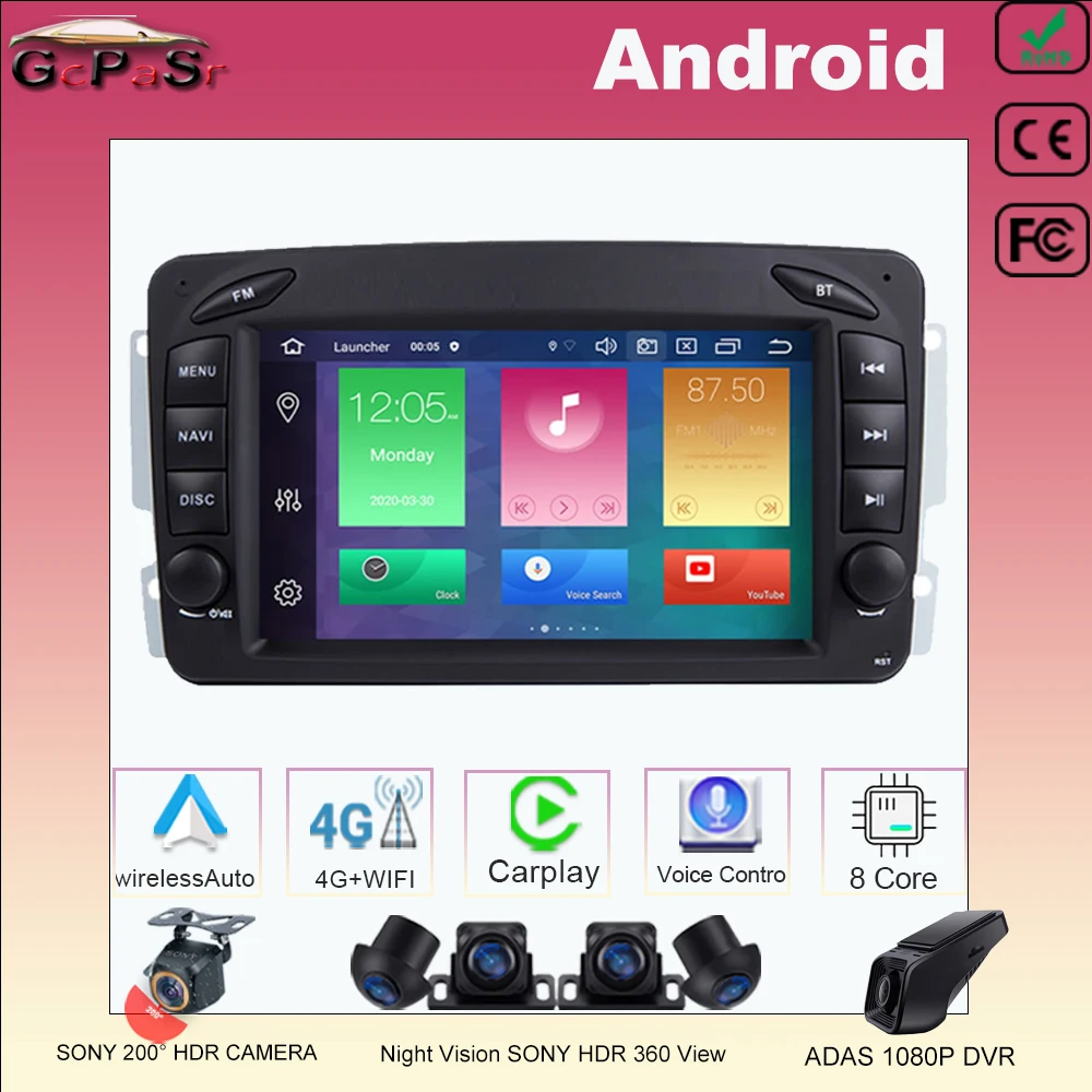 

Автомагнитола 7 дюймов, мультимедийный проигрыватель на Android 13, без DVD, с GPS, для Mercedes Benz CLK W209 W203 W208 W463 7862CPU