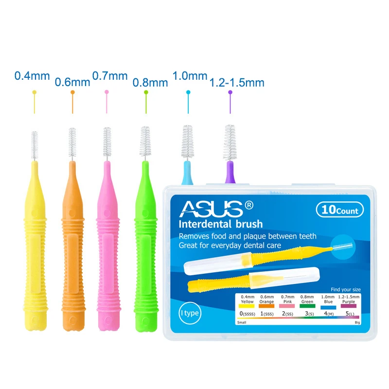 10pcs Push-Pull Interdental Brush, Reusable Adults Interdental Brush Clean Between Teeth Floss Toothpick Oral Care Tool