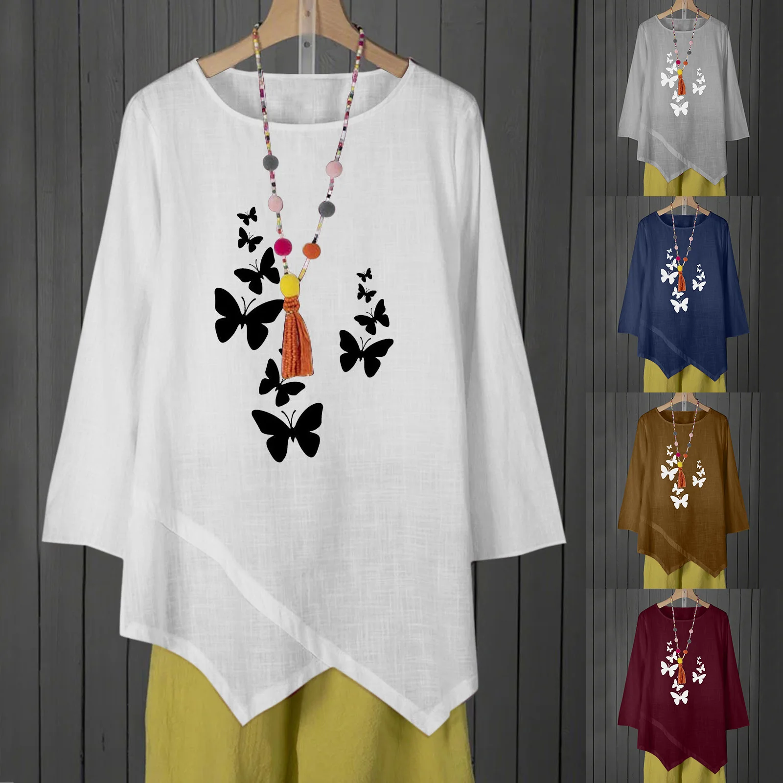 

Light Shirts for Women New Elegant Literary And Artistic Retro Printing Casual Cotton T Shirt Top Sleeve Soft Womens Blouses